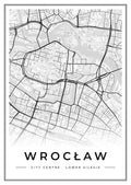 Street map poster of Wrocław city centre, Lower Silesia