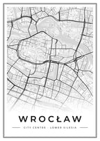 Street map poster of Wrocław city centre, Lower Silesia