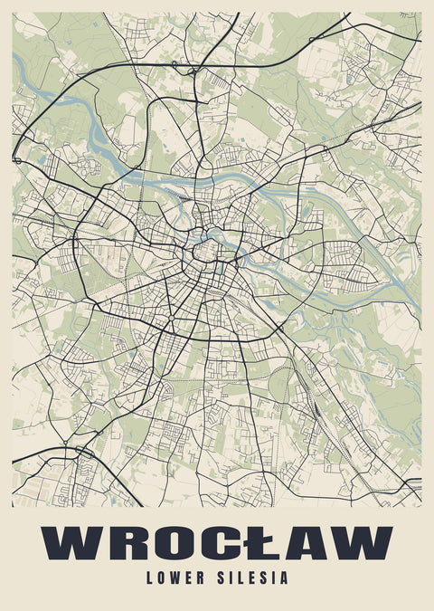 Wrocław Street Map Poster