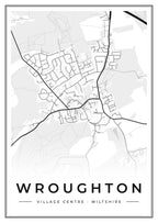 Street map poster of Wroughton village centre, Wiltshire