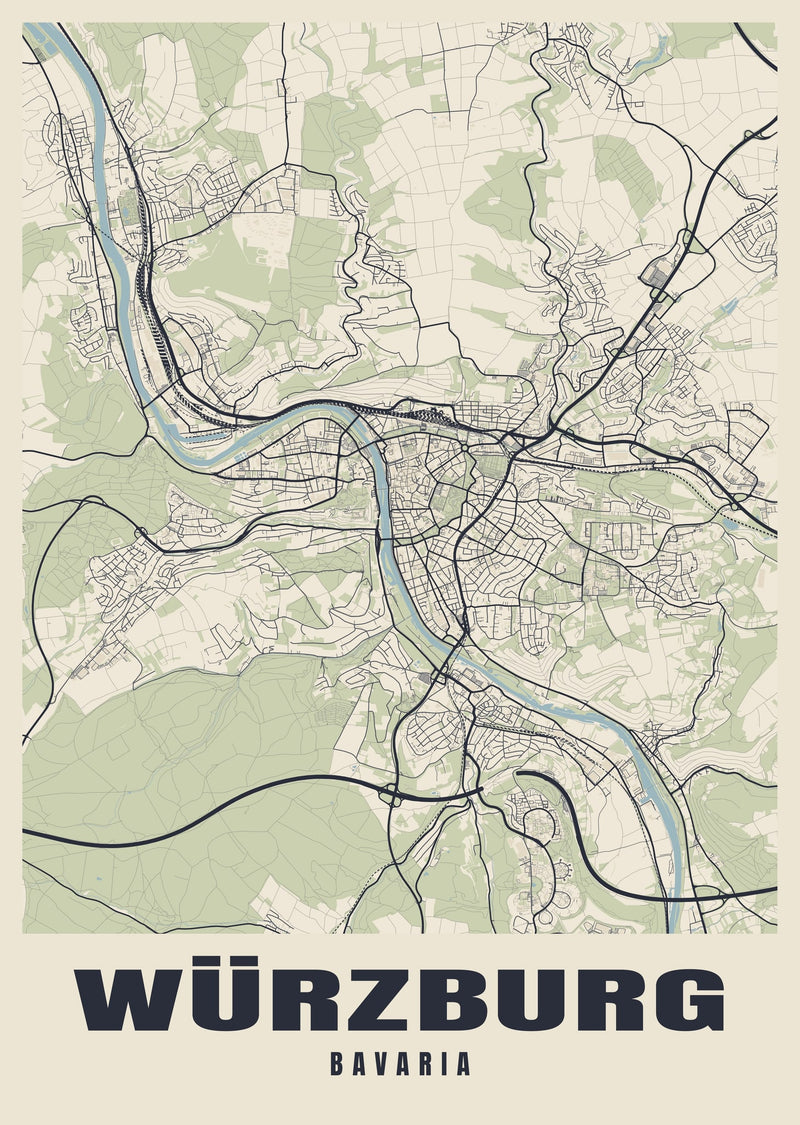 Würzburg Street Map Poster