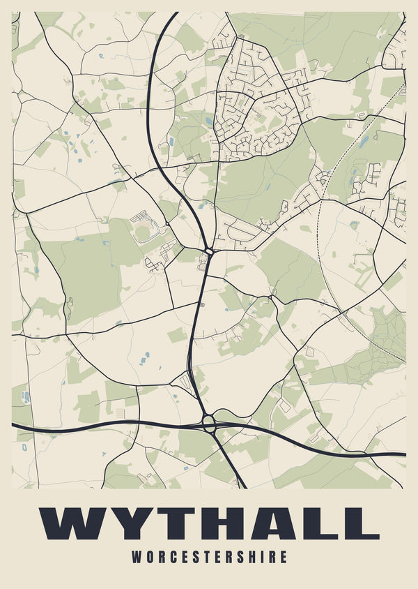 Wythall Street Map Poster