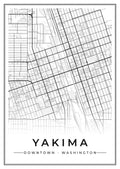 Street map poster of downtown Yakima, Washington