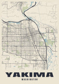 Street map poster of Yakima, Washington