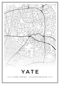 Street map poster of Yate town centre, Gloucestershire