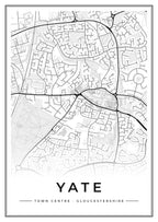 Street map poster of Yate town centre, Gloucestershire