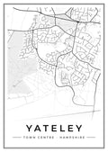 Street map poster of Yateley town centre, Hampshire