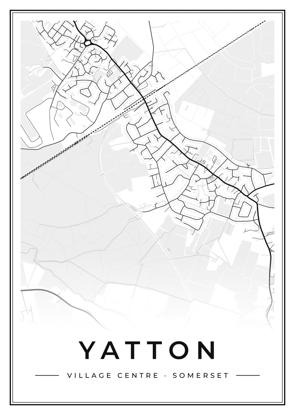 Street map poster of Yatton village centre, Somerset