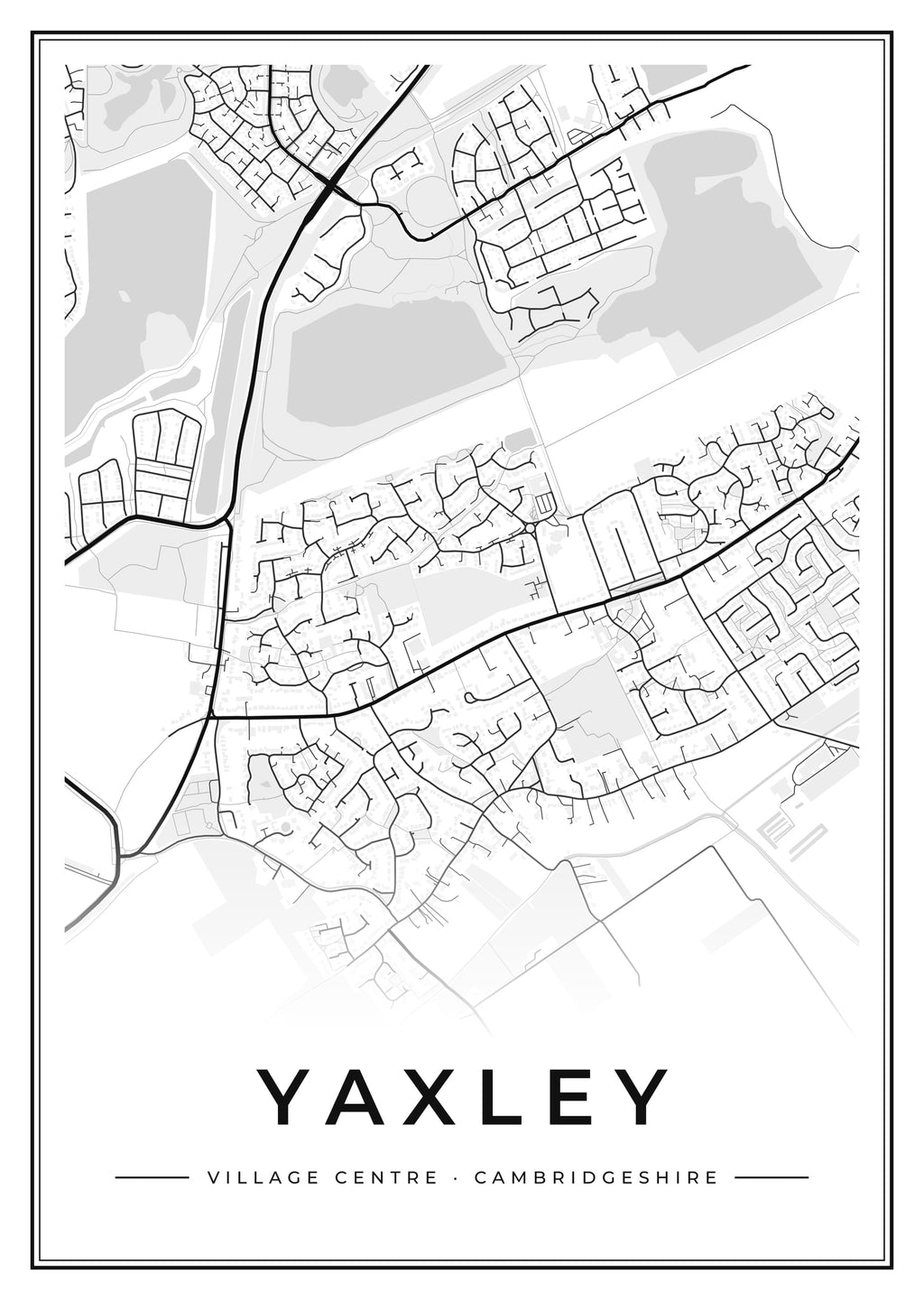 Street map poster of Yaxley village centre, Cambridgeshire