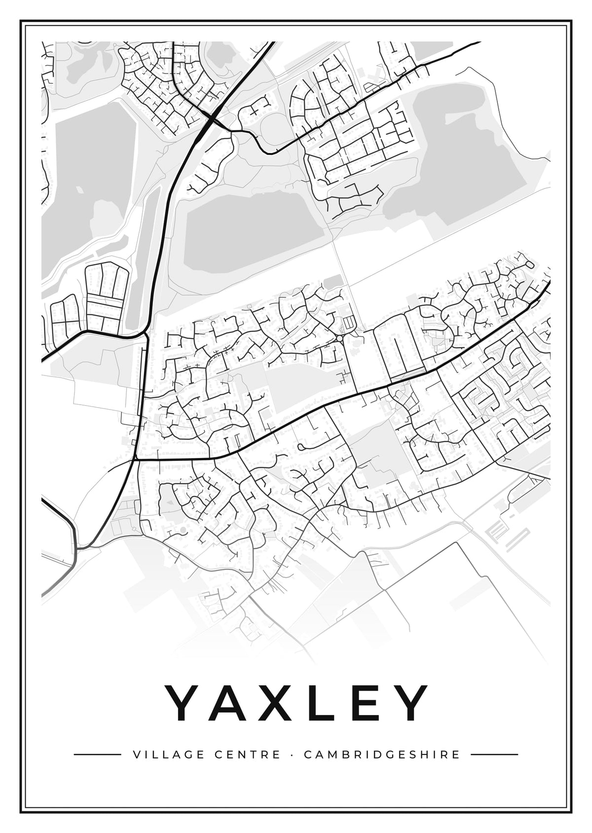 Street map poster of Yaxley village centre, Cambridgeshire
