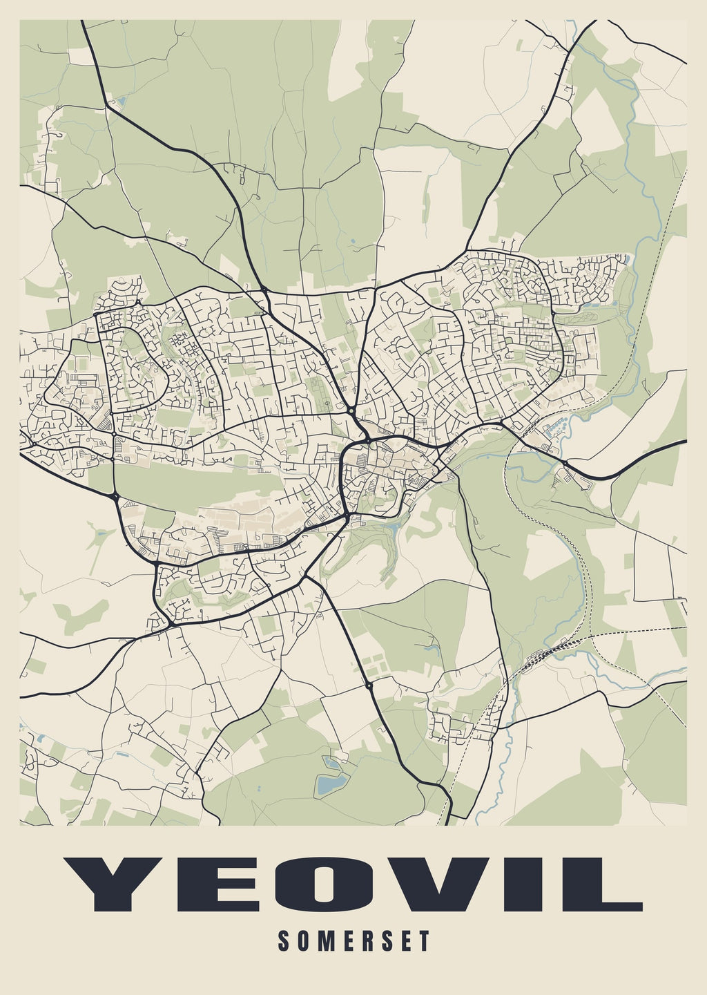 Street map poster of Yeovil, Somerset