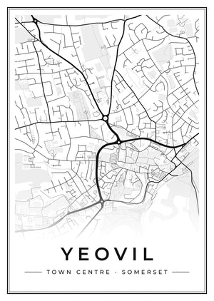 Yeovil Town Centre Street Map Poster