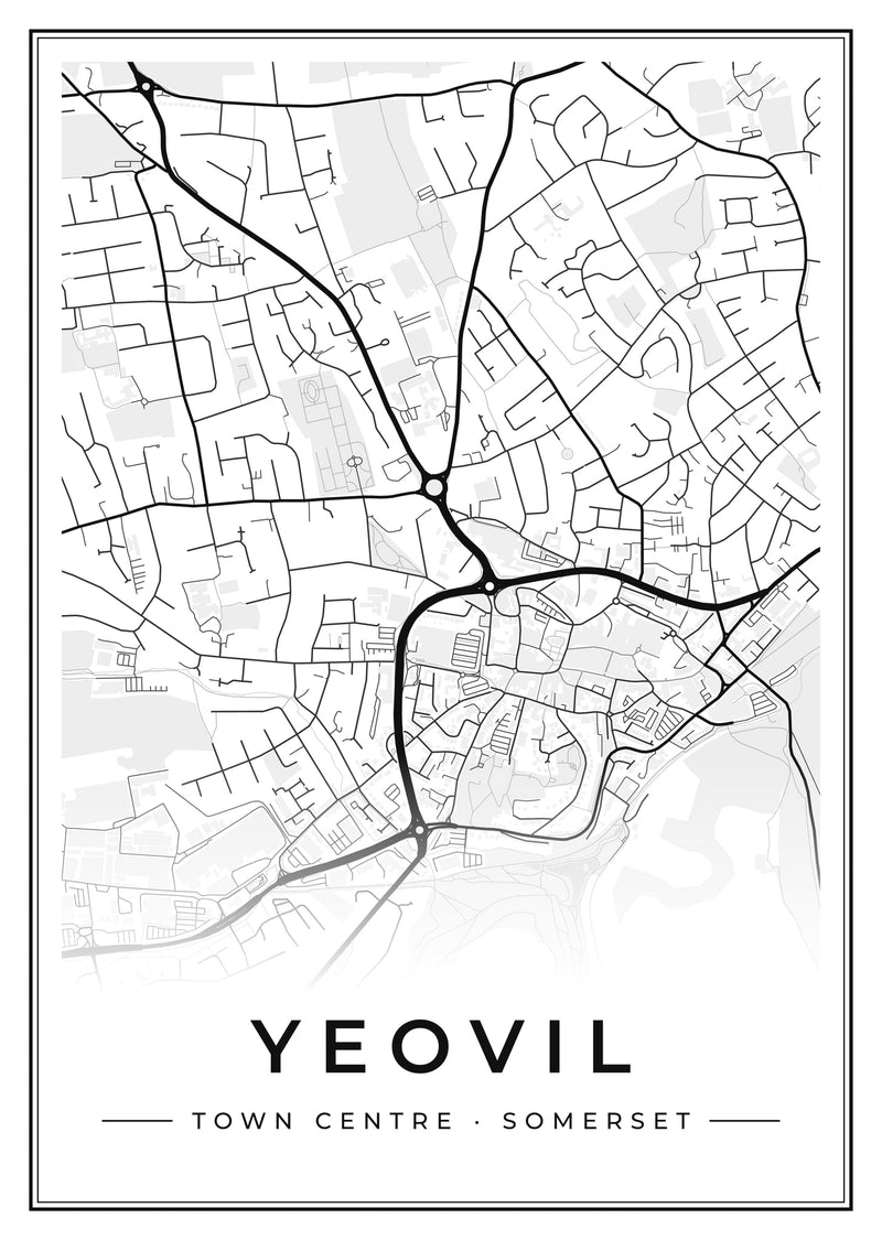Yeovil Town Centre Street Map Poster