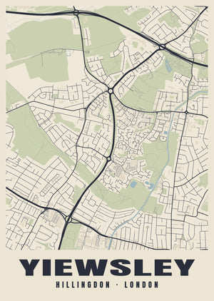 Yiewsley Heritage Street Map Poster