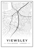 Street map poster of Yiewsley, Hillingdon, London
