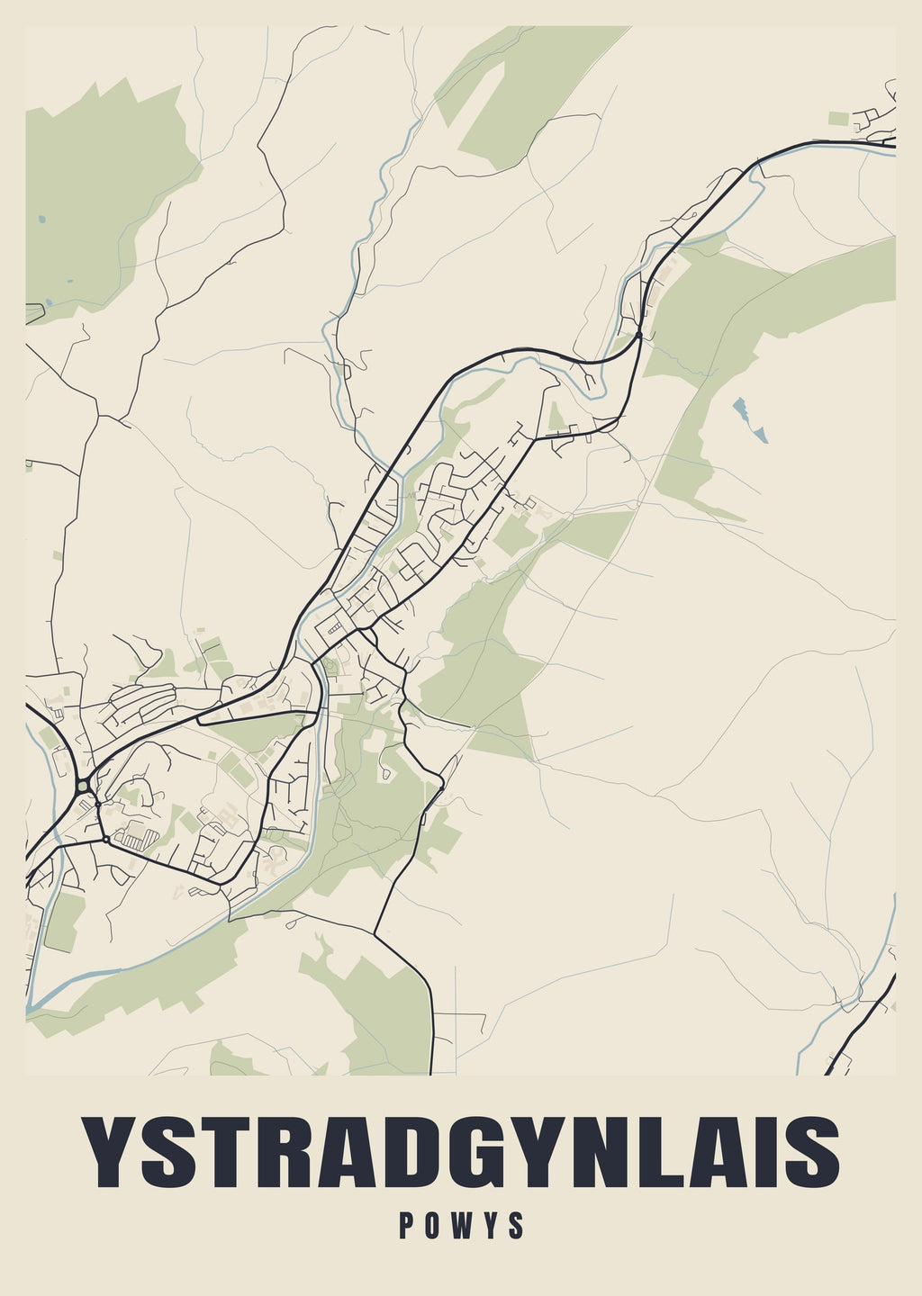 Street map poster of Ystradgynlais, Powys
