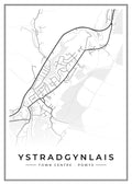 Street map poster of Ystradgynlais town centre, Powys