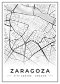 Street map poster of Zaragoza city centre, Aragon