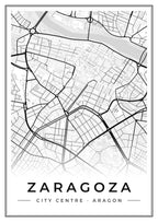 Street map poster of Zaragoza city centre, Aragon