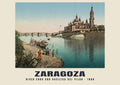 River Ebro and Basilica del Pilar, Zaragoza, 1890 heritage photograph