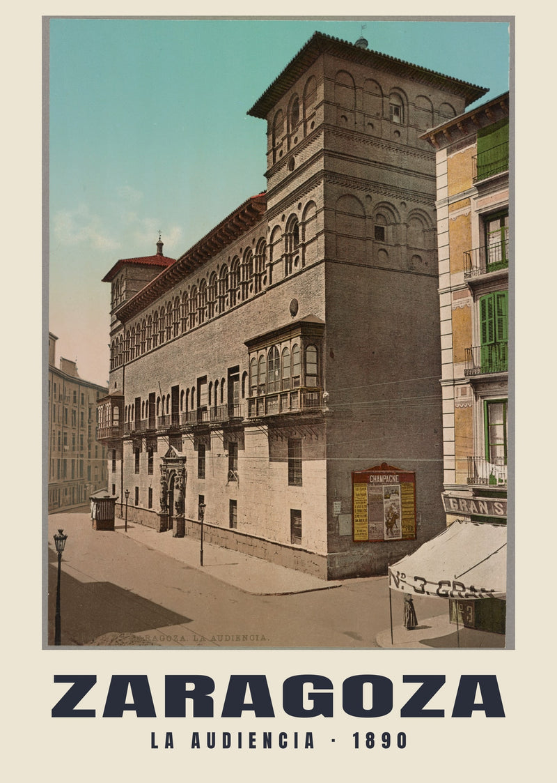 La Audiencia, Saragozza — 1890 · Stampa di fotocromo d’epoca