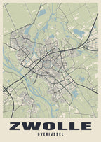 Street map poster of Zwolle, Overijssel