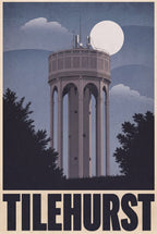 Tilehurst Water Tower vintage-style poster