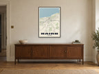 Nairn Street Map Poster at A1, in a black frame, above a sideboard