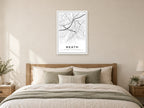 Neath Town Centre Street Map Poster at A1, as a poster, above a bed