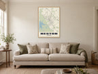 Neston Street Map Poster at A1, in a natural wood frame, in a sitting room