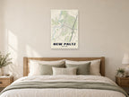 New Paltz Street Map Poster at A1, as a poster, above a bed