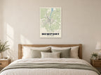 Newport Street Map Poster at A1, as a poster, above a bed