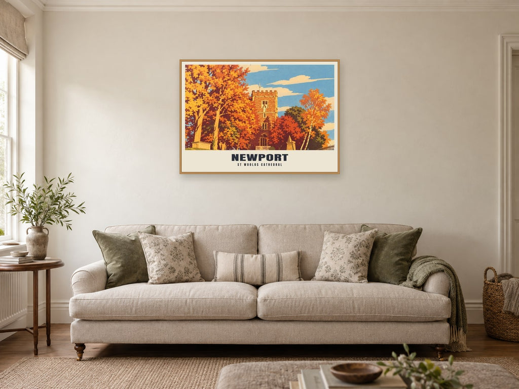 St Woolos Cathedral, Newport Poster at A1, in a natural wood frame, in a sitting room