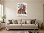 Earlestown Town Hall, Newton-le-Willows Poster at A1, in a natural wood frame, in a sitting room