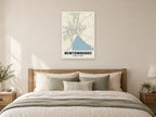 Newtownards Street Map Poster at A1, as a poster, above a bed