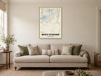 North Hykeham Street Map Poster at A1, in a natural wood frame, in a sitting room