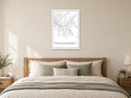 Norton-on-Derwent Town Centre Street Map Poster at A1, as a poster, above a bed