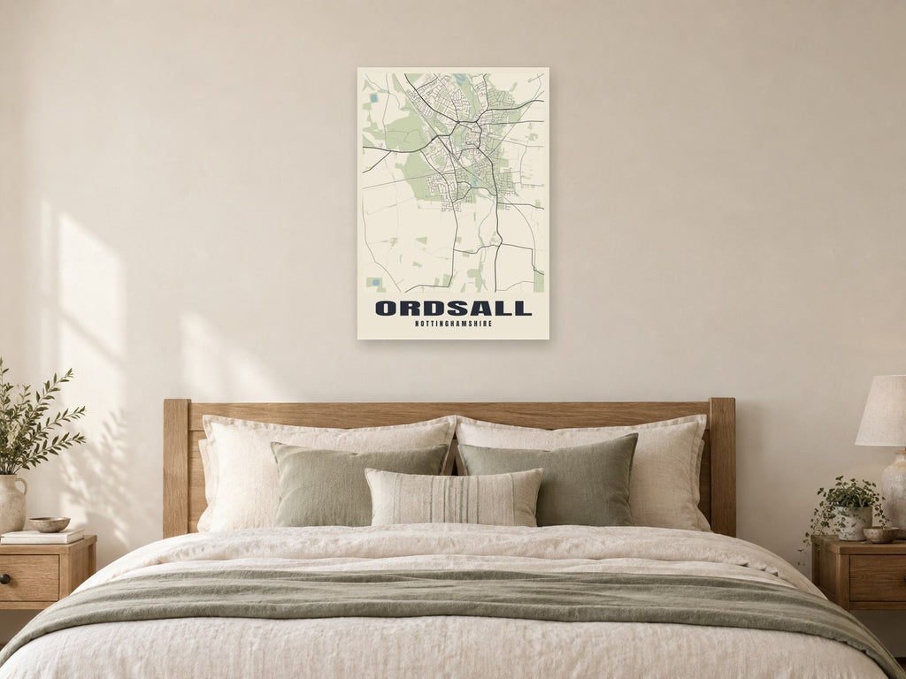 Ordsall Street Map Poster at A1, as a poster, above a bed