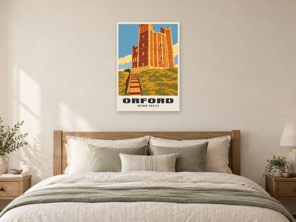 Orford Castle Poster at A1, as a poster, above a bed
