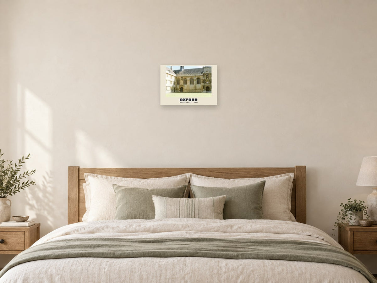 Wadham College, Oxford, 1989 Heritage Print at A3, as a poster, above a bed