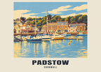 Padstow Retro Railway art print with PADSTOW and CORNWALL name band