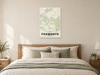 Padworth Street Map Poster at A1, as a poster, above a bed