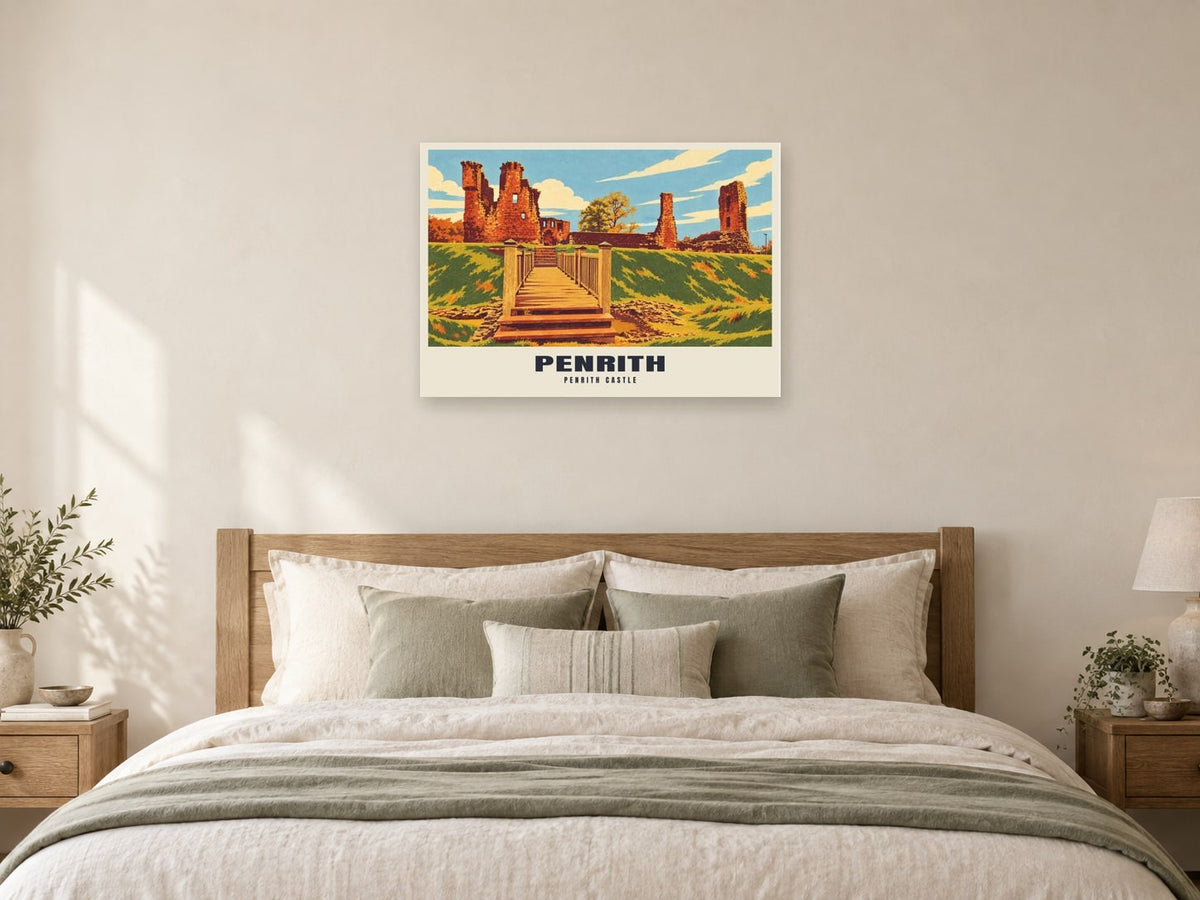 Penrith Castle Poster at A1, as a poster, above a bed