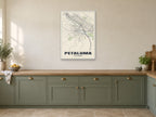 Petaluma Street Map Poster at A1, in a white frame, in a kitchen