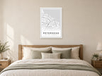 Peterhead Town Centre Street Map Poster at A1, as a poster, above a bed