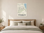 Peterlee Street Map Poster at A1, as a poster, above a bed