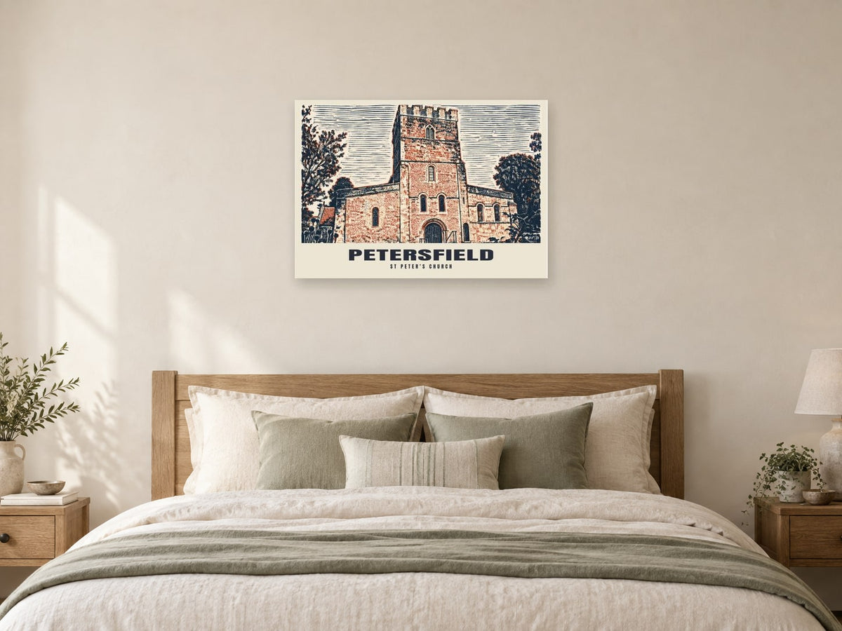 St Peter’s Church, Petersfield Poster at A1, as a poster, above a bed