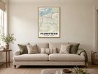 Plumstead Heritage Street Map Poster at A1, in a natural wood frame, in a sitting room