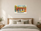 Old Bridge, Pontypridd Poster at A1, as a poster, above a bed