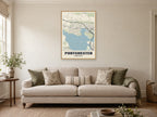 Portchester Street Map Poster at A1, in a natural wood frame, in a sitting room